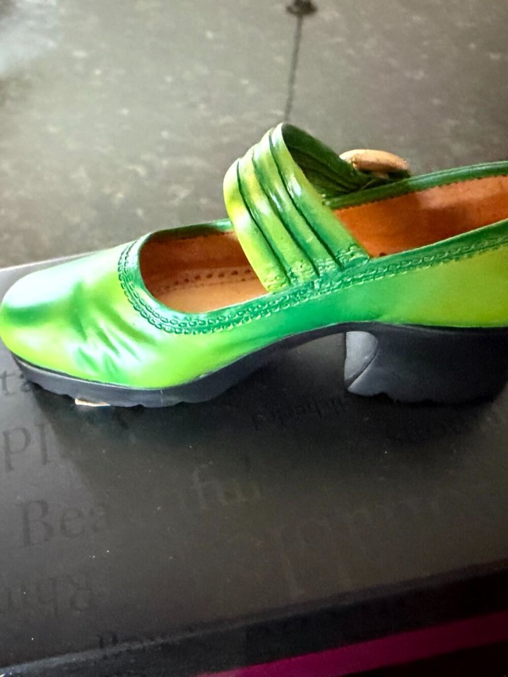 Just the Right Shoe Treads 25078 Green Mary Jane Lug Sole Heel Figurine
